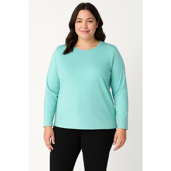 Christopher And Banks Top Womens Size Large Light Blue Long Sleeve‎ Crew NWT - Picture 3 of 10